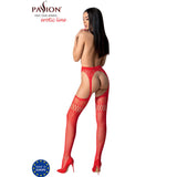 Passion - S026 Medias Con Liguero Rojo Talla Unica
