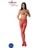 Passion - S027 Medias Con Liguero Rojo Talla Unica