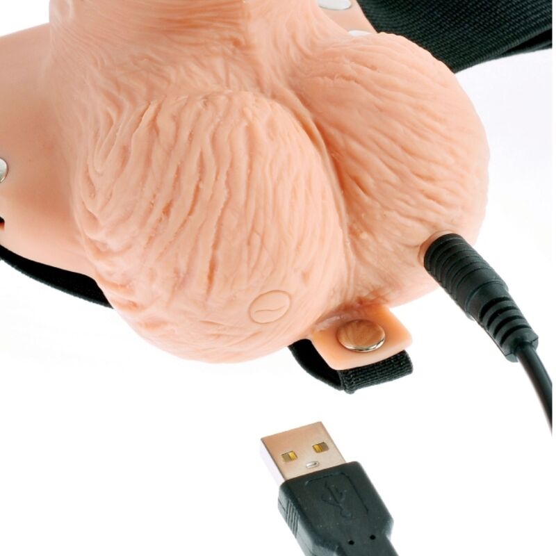 Fetish Fantasy Series - Arnes Ajustable Control Remoto Pene Realistico Con Testiculos Recargable Y Vibrador 15 Cm