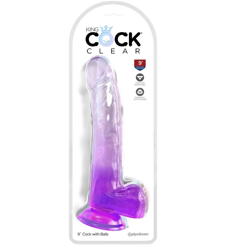 King Cock - Clear Dildo Con Testiculos 20.3 Cm Morado