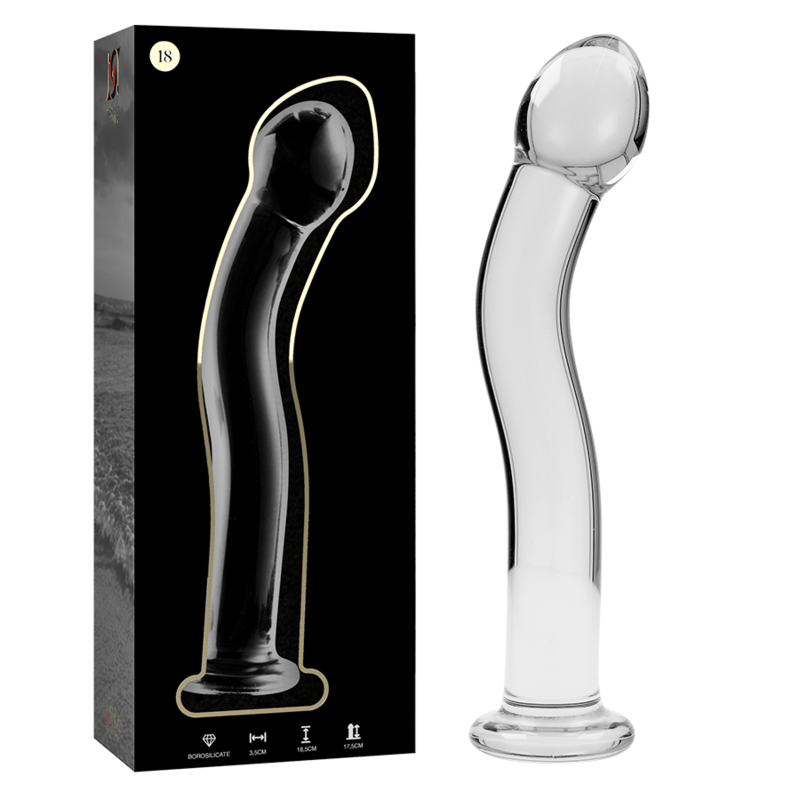 Dildo Cristal Nebula Series By Ibiza - Modelo 18  Borosilicato 18.5 X 3.5 Cm Transparente