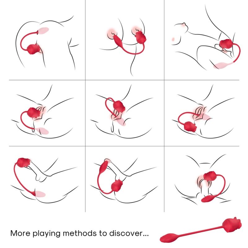 Armony - Rosa 2 En 1 Estimulador Succión & Vibrador 10 Modos Con Cola Rojo