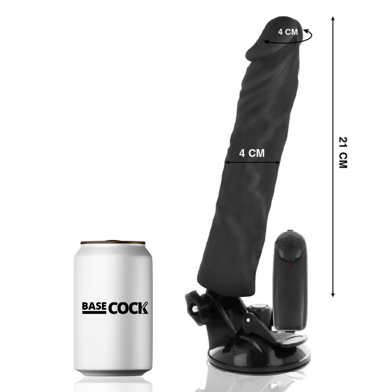 Basecock - Vibrador Realistico Control Remoto Negro 21 Cm -O- 4 Cm