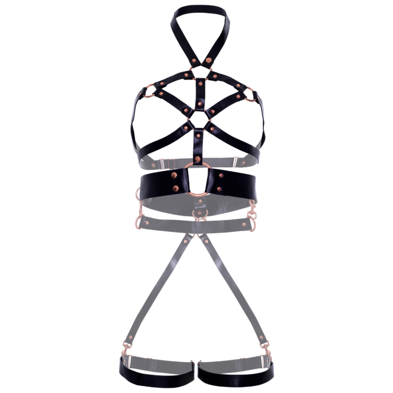 Leg Avenue - Arnes Body Cuero Vegano Agarre Negro M