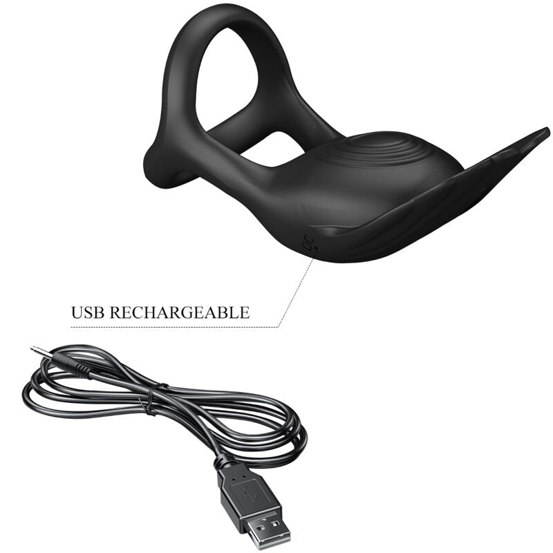 Pretty Love - Anillo Vibrador Silas 7 Vibraciones Silicona Negro