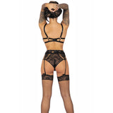 Livco Corsetti Fashion - Pojzon Lc 90670 Sujetador + Medias + Liguero + Panty Negro L/Xl