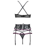 Livco Corsetti Fashion - Snehana Lc 90443 Sujetador + Liguero + Panty Negro L/xl