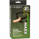 Calexotics - Performance Maxx Extensión Realista Con Arnés Piel Claro
