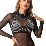 Subblime - Arnés Sujetador Y Collar Con Cadenas Talla Única