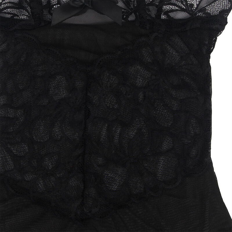 Subblime - Babydoll Con Tirantes Ajustables Y Estampado Floral De Encaje Transparente Negro L/xl