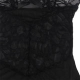 Subblime - Babydoll Con Tirantes Ajustables Y Estampado Floral De Encaje Transparente Negro L/xl