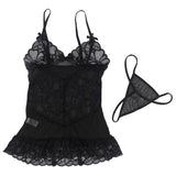 Subblime - Babydoll Con Tirantes Ajustables Y Estampado Floral De Encaje Transparente Negro L/Xl