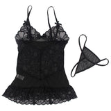 Subblime - Babydoll Con Tirantes Ajustables Y Estampado Floral De Encaje Transparente Negro L/xl