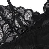 Subblime - Babydoll Con Tirantes Ajustables Y Estampado Floral De Encaje Transparente Negro L/xl