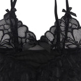 Subblime - Babydoll Con Tirantes Ajustables Y Estampado Floral De Encaje Transparente Negro L/Xl