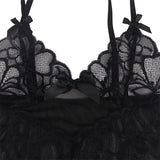 Subblime - Babydoll Con Tirantes Ajustables Y Estampado Floral De Encaje Transparente Negro L/xl