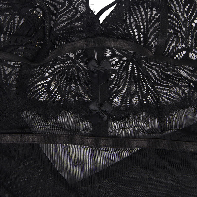 Subblime - Babydoll Con Tirantes Ajustables De Encaje Negro S/M