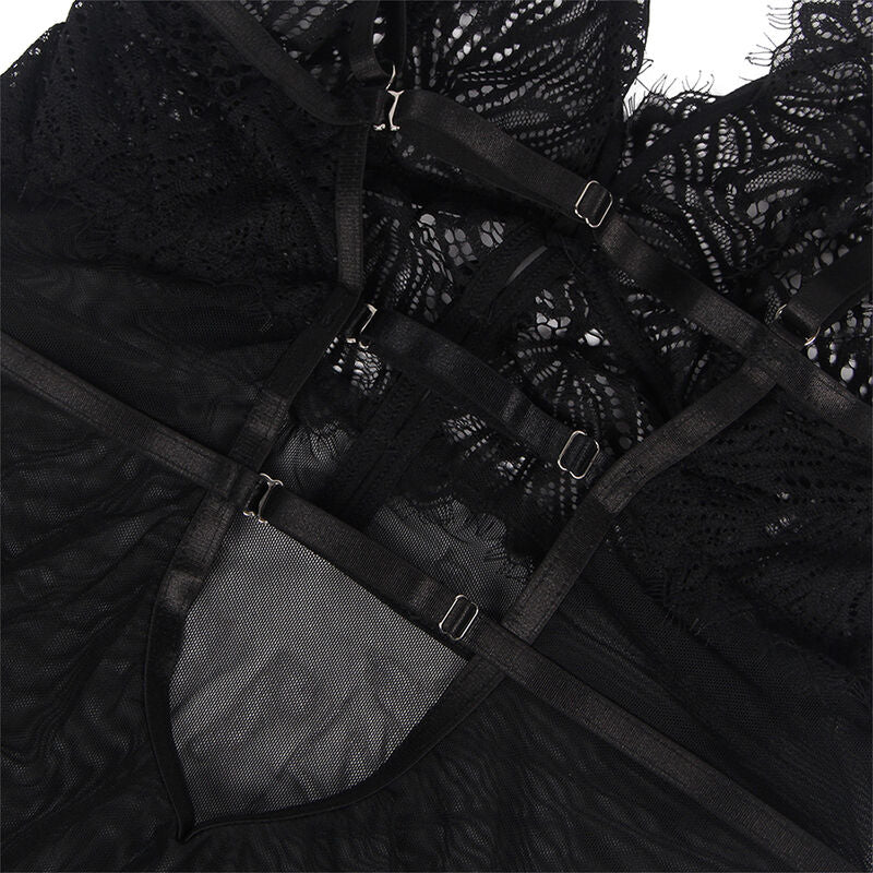 Subblime - Babydoll Con Tirantes Ajustables De Encaje Negro L/Xl