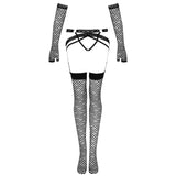 Livco Corsetti Fashion - Nemalia Set Liguero + Medias + Guantes Negro S/m