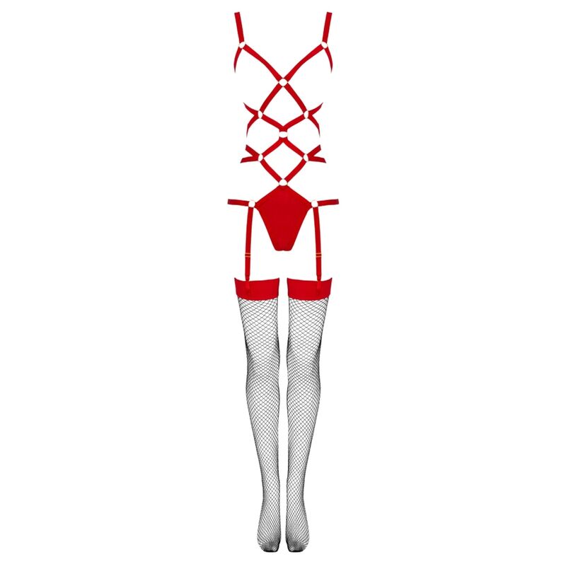 Livco Corsetti Fashion - Thiara Lc 20213 Set Body + Medias Roja S/m