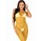 Leg Avenue - Vestido De Rejilla Largo Amarillo Talla Única