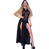 Chilirose - Cr 4685 Vestido Largo Con Capucha Negro S