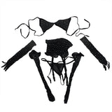 Subblime - 952174 Bodystocking De Rejilla Con Guantes Y Diamantes Negro Talla Única