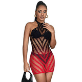 Subblime - 952242 Bodystocking De Rejilla Elstico Degradado Rojo Y Negro Talla Única