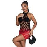 Subblime - 952242 Bodystocking De Rejilla Elstico Degradado Rojo Y Negro Talla Única