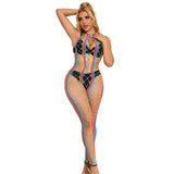 Subblime - 952358 Bodystocking De Rejilla Cuello Halter Arcoiris Talla Única