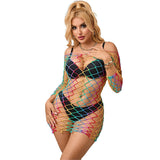 Subblime - 952426 Bodystocking De Rejilla Manga Larga Arcoiris Talla Única