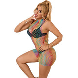 Subblime - 952433 Bodystocking De Rejilla Sin Mangas Con Cuello Alto Arcoiris Talla Única