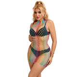 Subblime - 952433 Bodystocking De Rejilla Sin Mangas Con Cuello Alto Arcoiris Talla Única
