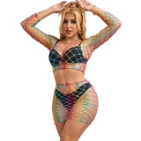 Subblime - 952440 Bodystocking De Rejilla 2 Piezas Manga Larga Arcoiris Talla Única