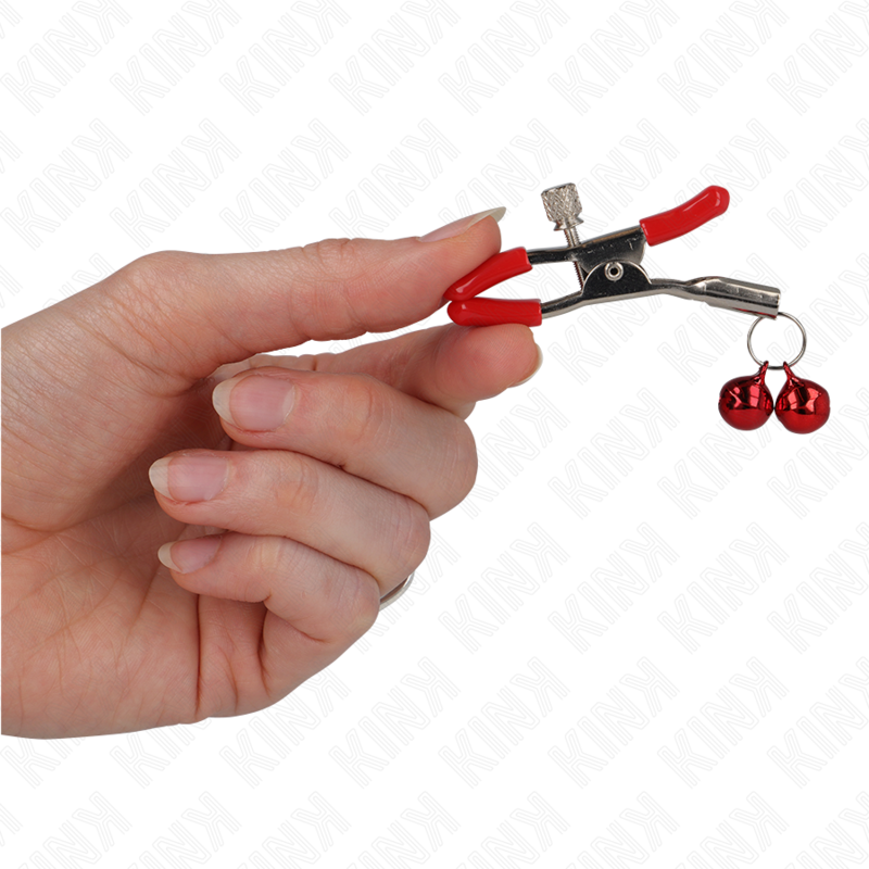 Kink - Pinzas Para Pezones Rojas Con Doble Campanilla Rojo 6 Cm