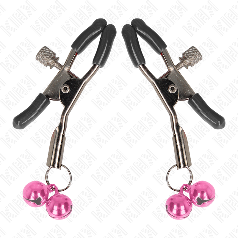 Kink - Pinzas Para Pezones Con Doble Campanilla Rosa 6 Cm