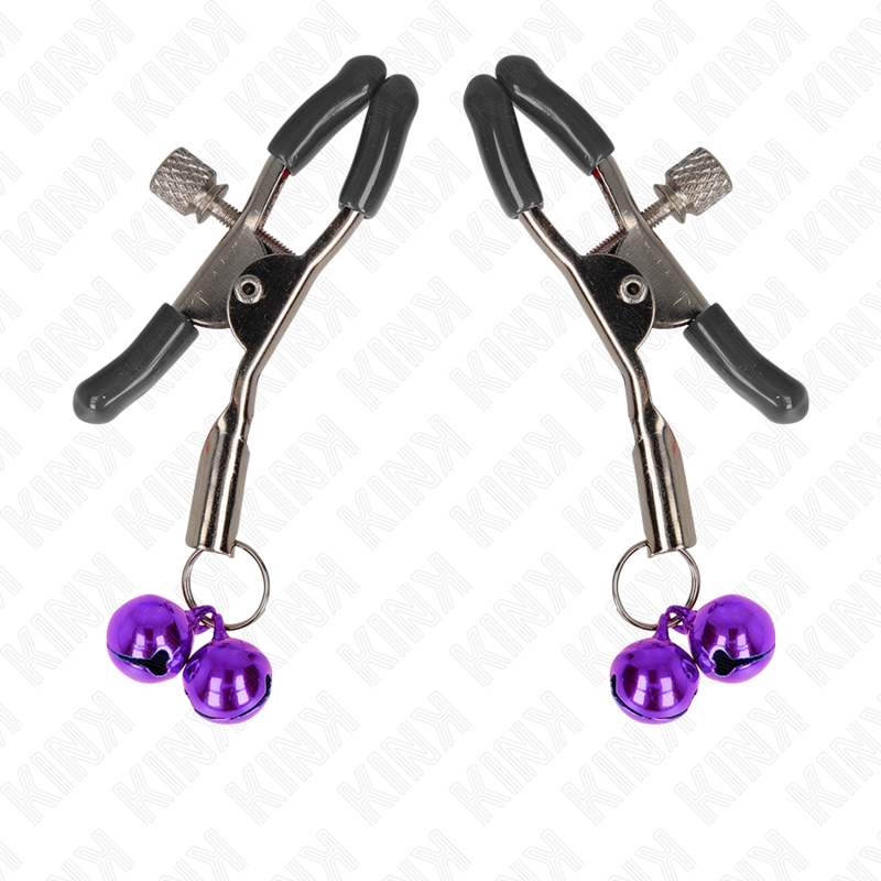 Kink - Pinzas Para Pezones Con Doble Campanilla Violeta 6 Cm