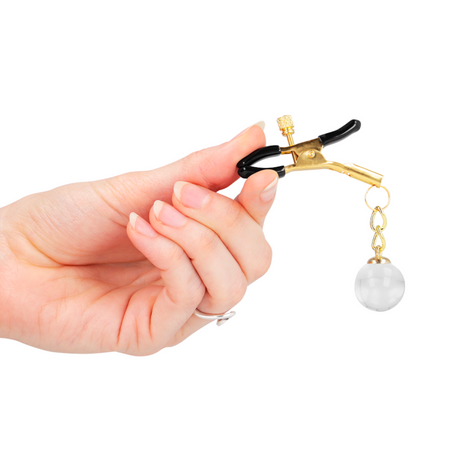 Kink - Pinzas Para Pezones Doradas Con Colgante De Vidrio 6 Cm