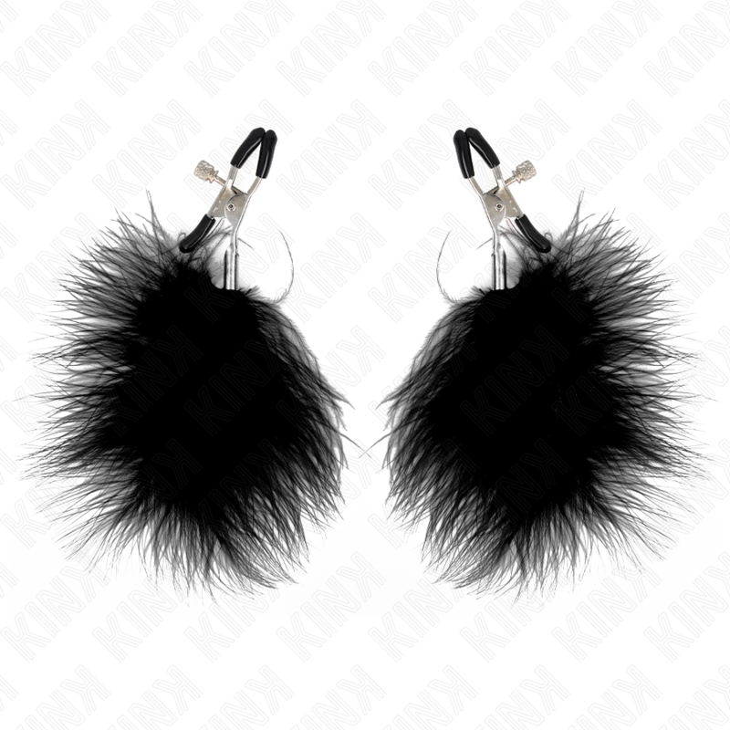 Kink - Pinzas Para Pezones Con Pluma Negro 7 Cm