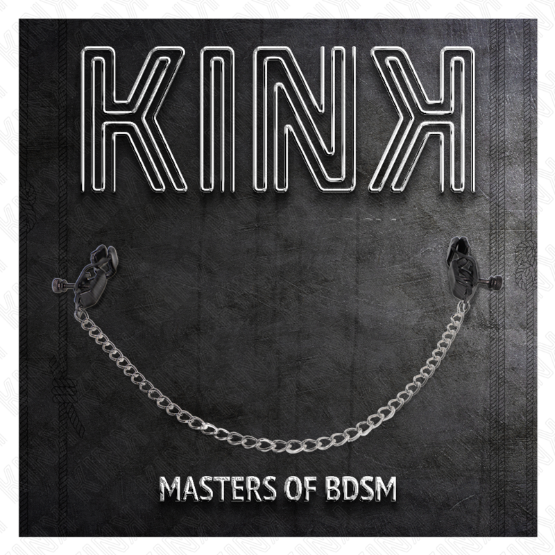 Kink - Pinzas Para Pezones Planas Negro Con Cadena Plateado 30 Cm