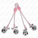 Kink - Pinzas Para Pezones Luminosas Forma Calabera Con Cascabel Sonoro Ajustable Rosa / Plateado