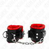 Kink - Muñequeras Forradas Con Agujeros Cuadrados Rojo Y Correa Negro Ajustable 17-29 Cm X 6 Cm