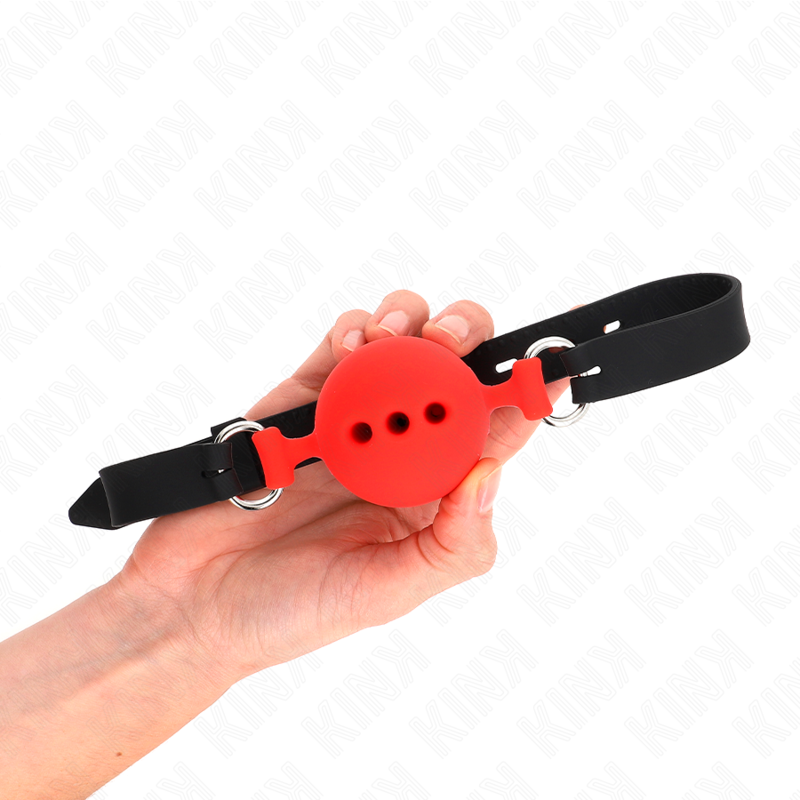 Kink - Mordaza 55 X 2 Cm De Bola 5 Cm De Silicona Completa Talla L Rojo Ajustable 35-51 Cm