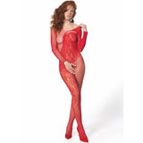 Passion - Bs 107 Bodystocking Rojo Talla Única
