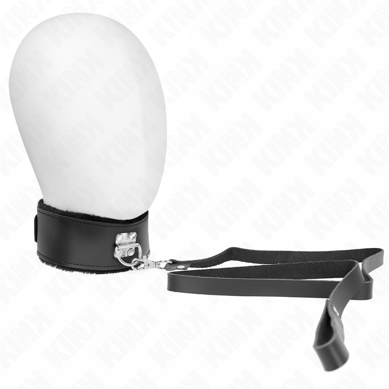 Kink - Collar Con Correa 116 Cm De Piel Negro Ajustable 40-48 Cm X 6 Cm
