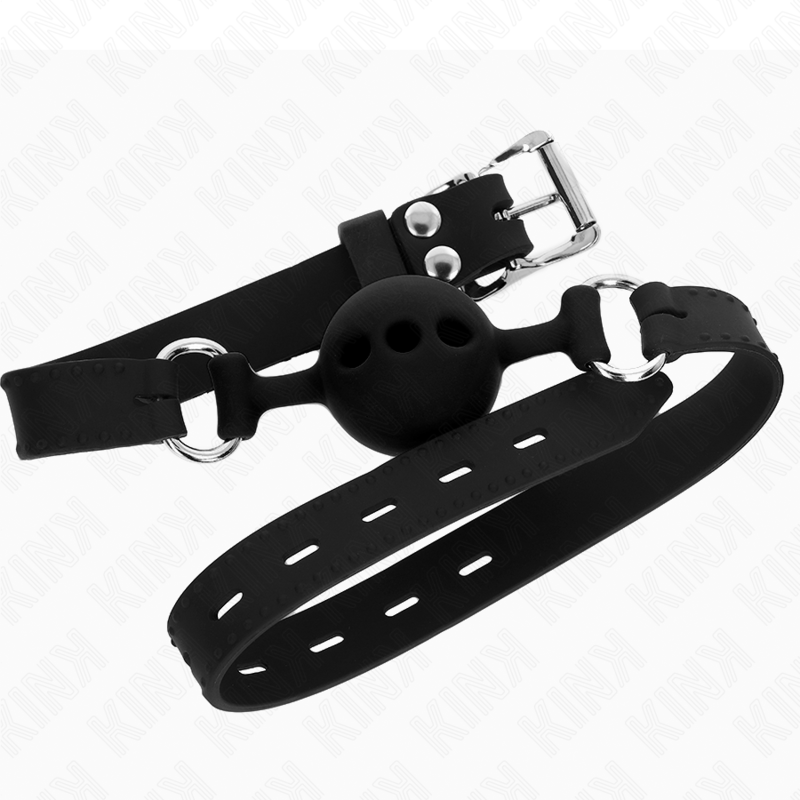 Kink - Mordaza 55 X 2 Cm De Bola 4 Cm De Silicona Completa Talla S Negro Ajustable 35-51 Cm