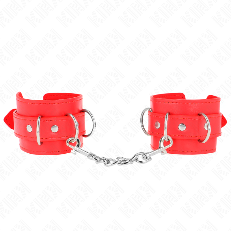 Kink - Muñequeras Con 3 Anillas En D Ajustable Rojo 17.5-25 Cm X 6 Cm