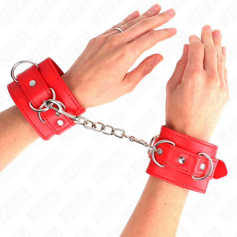 Kink - Muñequeras Con 3 Anillas En D Ajustable Rojo 17.5-25 Cm X 6 Cm