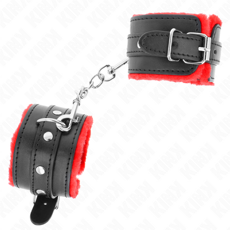 Kink - Muñequeras Forradas Premium Rojo Con Correa Negro Ajustable 17-29 Cm X 6 Cm