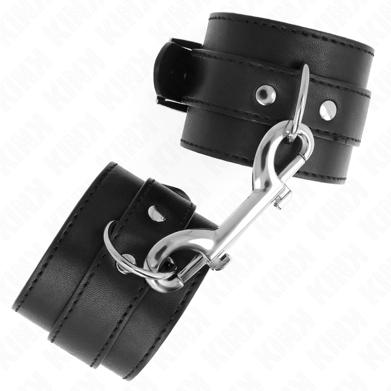 Kink - Muñequeras Simples Con Fila De Remaches Y Hebilla Grande Negro Ajustable 17-28 Cm X 5 Cm